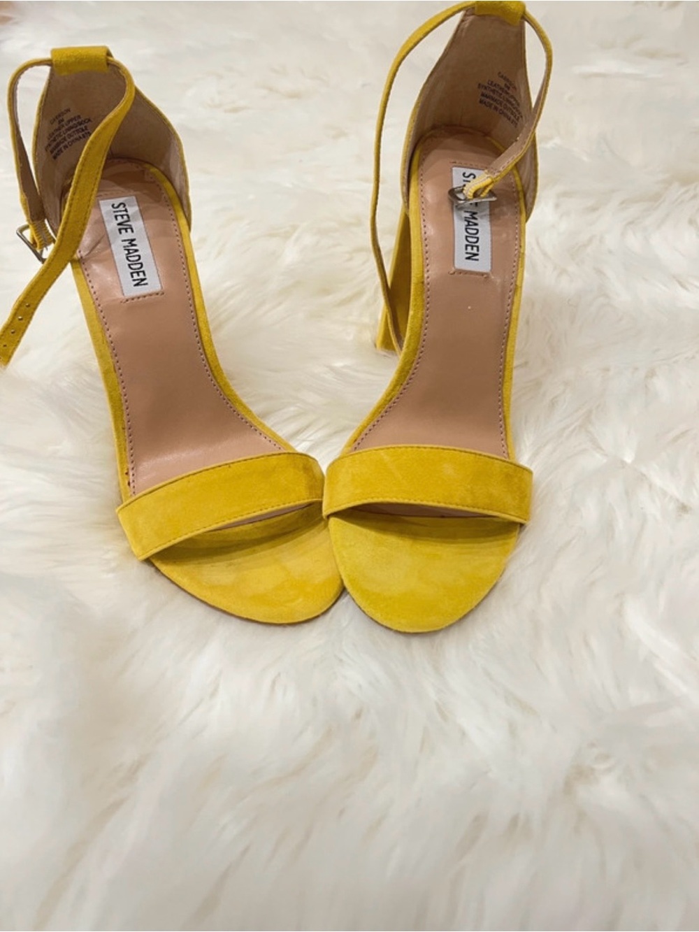 Steve Madden Yellow Suede Ankle-Strap Heels